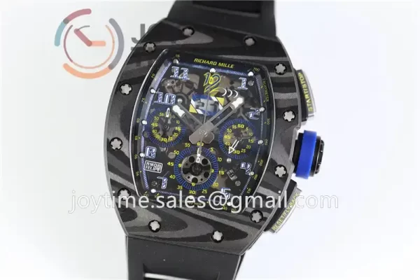 Richard Mille RM011 KVF 1:1 Best Edition Carbon/Titanium Case Rubber Strap A7750