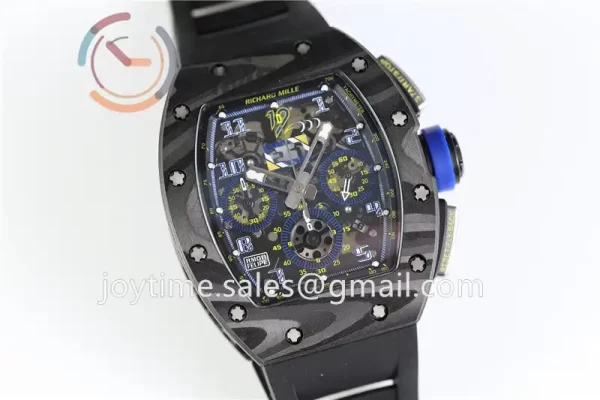 Richard Mille RM011 KVF 1:1 Best Edition Carbon/Titanium Case Rubber Strap A7750