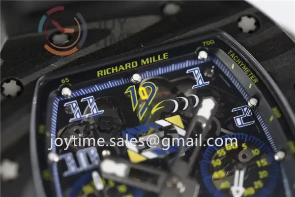 Richard Mille RM011 KVF 1:1 Best Edition Carbon/Titanium Case Rubber Strap A7750