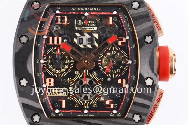 Richard Mille RM011 KVF 1:1 Best Edition Carbon/RG Case Rubber Strap A7750