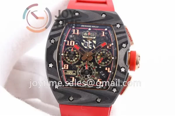 Richard Mille RM011 KVF 1:1 Best Edition Carbon/RG Case Rubber Strap A7750