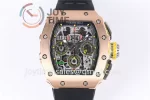 Richard Mille RM011 KVF 1:1 Best Edition RG/Titanium Case Rubber Strap A7750