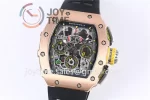 Richard Mille RM011 KVF 1:1 Best Edition RG/Titanium Case Rubber Strap A7750