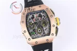 Richard Mille RM011 KVF 1:1 Best Edition RG/Titanium Case Rubber Strap A7750