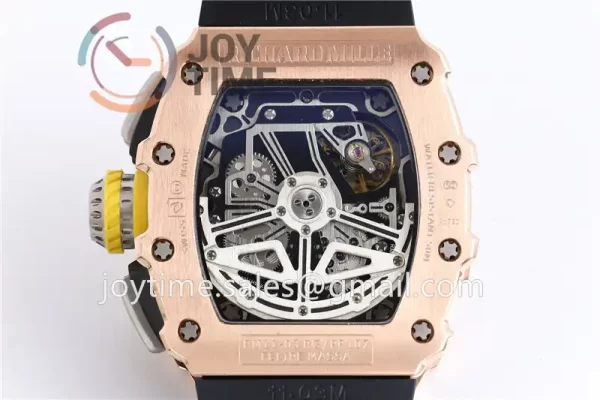 Richard Mille RM011 KVF 1:1 Best Edition RG/Titanium Case Rubber Strap A7750