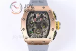 Richard Mille RM011 KVF 1:1 Best Edition RG/Titanium Case Rubber Strap A7750