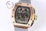 Richard Mille RM011 KVF 1:1 Best Edition RG/Titanium Case Rubber Strap A7750