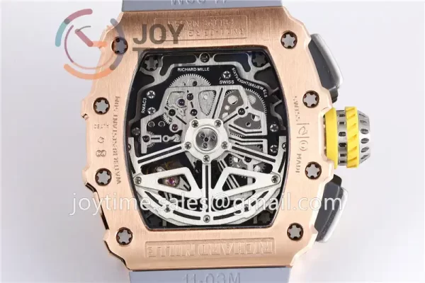 Richard Mille RM011 KVF 1:1 Best Edition RG/Titanium Case Rubber Strap A7750