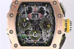 Richard Mille RM011 KVF 1:1 Best Edition RG/Titanium Case Rubber Strap A7750