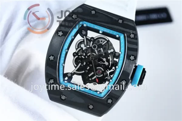 Richard Mille RM055 KVF 1:1 Best Edition Carbon Case Rubber Strap Miyota8215