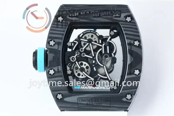 Richard Mille RM055 KVF 1:1 Best Edition Carbon Case Rubber Strap Miyota8215