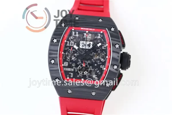 Richard Mille RM011 KVF 1:1 Best Edition Carbon Case Rubber Strap A7750