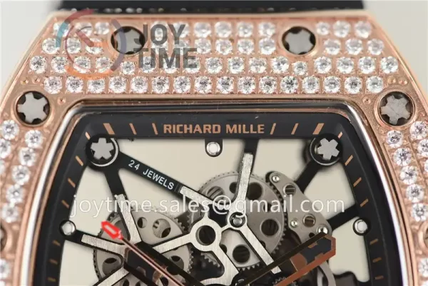 Richard Mille RM035 KVF 1:1 Best Edition RG/Diamond Case Rubber Strap Miyota8215