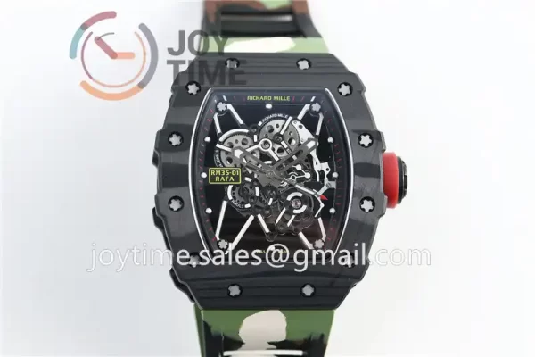 Richard Mille RM035 KVF 1:1 Best Edition Carbon Case Rubber Strap Miyota8215