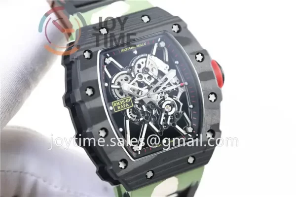 Richard Mille RM035 KVF 1:1 Best Edition Carbon Case Rubber Strap Miyota8215