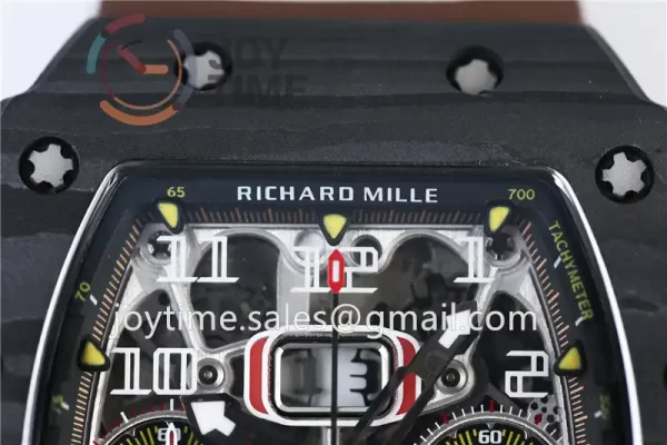 Richard Mille RM011 KVF 1:1 Best Edition Carbon Case Rubber Strap A7750 (8 colors)