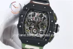 Richard Mille RM011 KVF 1:1 Best Edition Carbon Case Rubber Strap A7750 (8 colors)