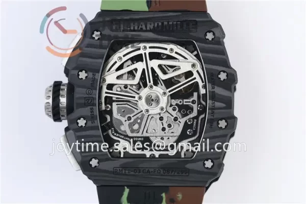 Richard Mille RM011 KVF 1:1 Best Edition Carbon Case Rubber Strap A7750 (8 colors)