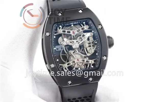 Richard Mille RM027 EUR 1:1 Best Edition PVD Titanium Case Rubber Strap Tourbillon