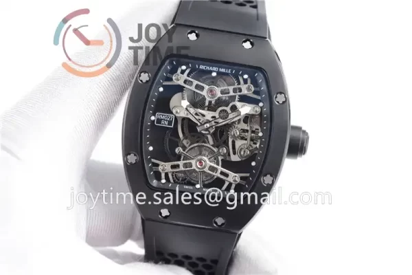 Richard Mille RM027 EUR 1:1 Best Edition PVD Titanium Case Rubber Strap Tourbillon