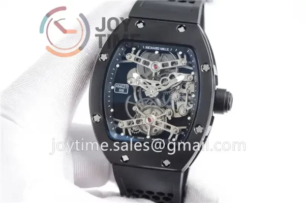 Richard Mille RM027 EUR 1:1 Best Edition PVD Titanium Case Rubber Strap Tourbillon