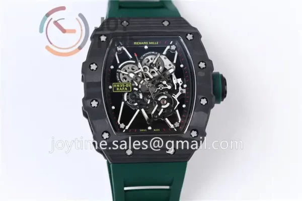 Richard Mille RM035 KVF 1:1 Best Edition Carbon Case Rubber Strap Miyota8215