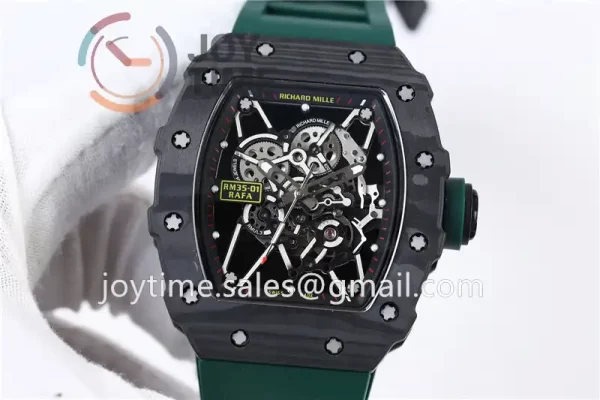 Richard Mille RM035 KVF 1:1 Best Edition Carbon Case Rubber Strap Miyota8215