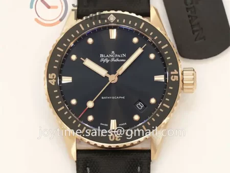 Blancpain Fifty Fathoms Bathyscaphe GF 1:1 Best Edition RG Case Sail-canvas Strap A1315