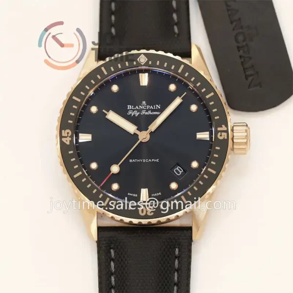 Blancpain Fifty Fathoms Bathyscaphe GF 1:1 Best Edition RG Case Sail-canvas Strap A1315