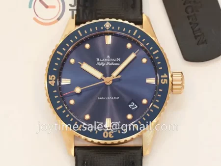 Blancpain Fifty Fathoms Bathyscaphe GF 1:1 Best Edition RG Case Sail-canvas Strap A1315