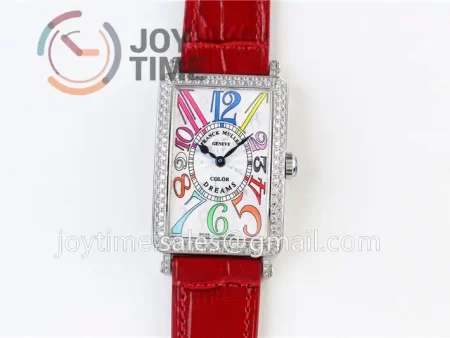 Franck Muller Long Island Ladies GF 1:1 Best Edition SS Case Diamond Bezel Leather Strap Ronda Quartz （4 Colors）