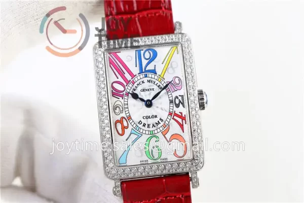 Franck Muller Long Island Ladies GF 1:1 Best Edition SS Case Diamond Bezel Leather Strap Ronda Quartz （4 Colors）