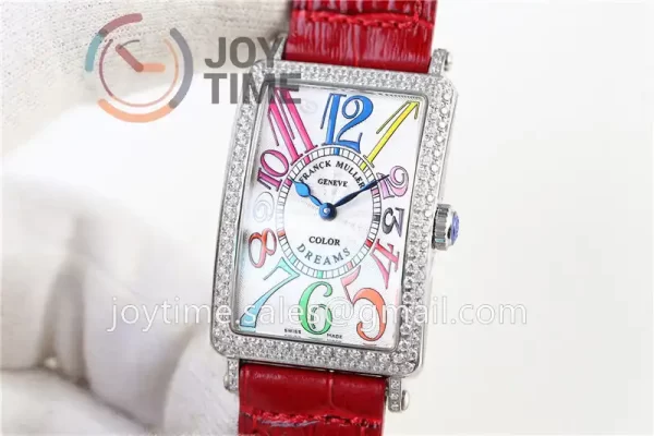 Franck Muller Long Island Ladies GF 1:1 Best Edition SS Case Diamond Bezel Leather Strap Ronda Quartz （4 Colors）