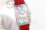 Franck Muller Long Island Ladies GF 1:1 Best Edition SS Case Diamond Bezel Leather Strap Ronda Quartz （4 Colors）