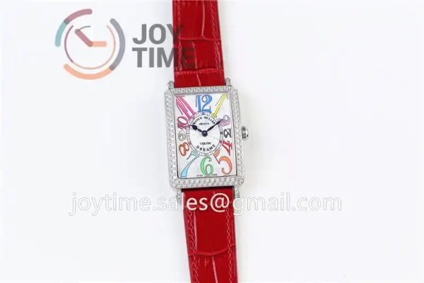 Franck Muller Long Island Ladies GF 1:1 Best Edition SS Case Diamond Bezel Leather Strap Ronda Quartz （4 Colors）