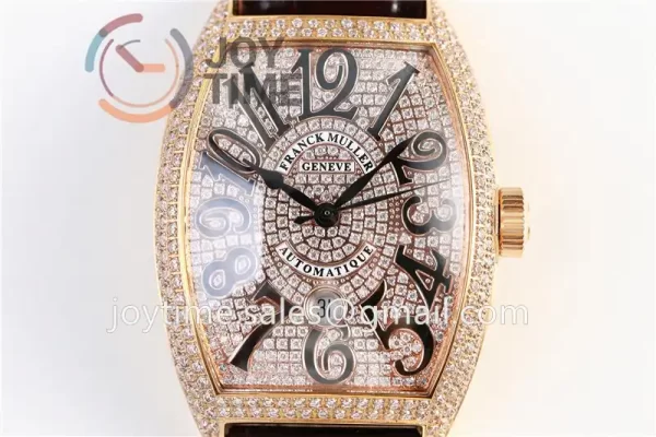 Franck Muller Casablanca GF 1:1 Best Edition RG Case Full Diamonds Leather Strap A2824