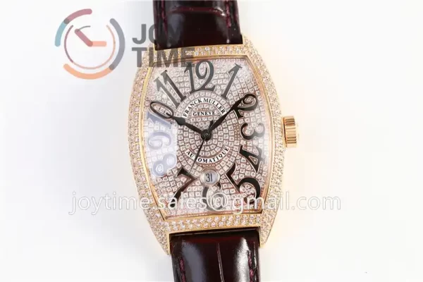 Franck Muller Casablanca GF 1:1 Best Edition RG Case Full Diamonds Leather Strap A2824