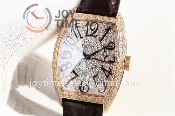 Franck Muller Casablanca GF 1:1 Best Edition RG Case Full Diamonds Leather Strap A2824