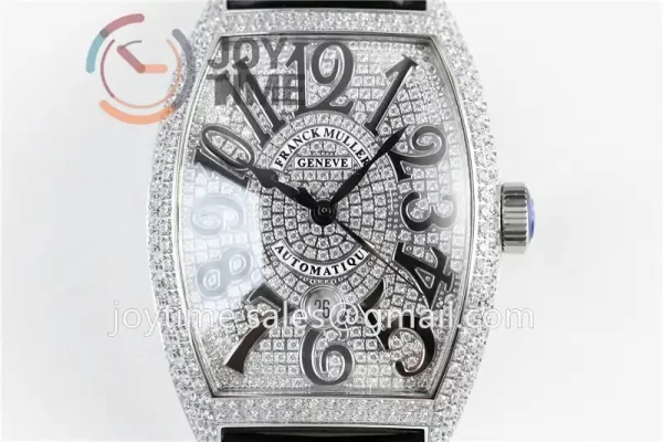 Franck Muller Casablanca GF 1:1 Best Edition SS Case Full Diamonds Leather Strap A2824