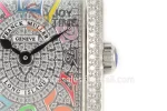 Franck Muller Long Island Ladies GF 1:1 Best Edition SS Case Full Diamond Leather Strap Ronda Quartz