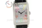 Franck Muller Long Island Ladies GF 1:1 Best Edition SS Case Full Diamond Leather Strap Ronda Quartz