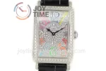 Franck Muller Long Island Ladies GF 1:1 Best Edition SS Case Full Diamond Leather Strap Ronda Quartz