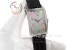 Franck Muller Long Island Ladies GF 1:1 Best Edition SS Case Full Diamond Leather Strap Ronda Quartz