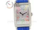 Franck Muller Long Island Ladies GF 1:1 Best Edition SS Case Full Diamond Leather Strap Ronda Quartz