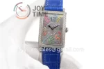 Franck Muller Long Island Ladies GF 1:1 Best Edition SS Case Full Diamond Leather Strap Ronda Quartz