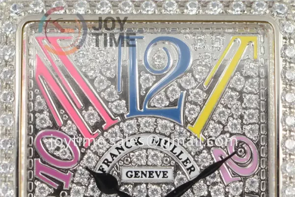 Franck Muller Long Island Ladies GF 1:1 Best Edition SS Case Full Diamond Leather Strap Ronda Quartz