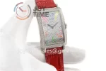 Franck Muller Long Island Ladies GF 1:1 Best Edition SS Case Full Diamond Leather Strap Ronda Quartz