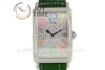 Franck Muller Long Island Ladies GF 1:1 Best Edition SS Case Full Diamond Leather Strap Ronda Quartz