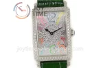 Franck Muller Long Island Ladies GF 1:1 Best Edition SS Case Full Diamond Leather Strap Ronda Quartz