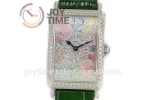 Franck Muller Long Island Ladies GF 1:1 Best Edition SS Case Full Diamond Leather Strap Ronda Quartz